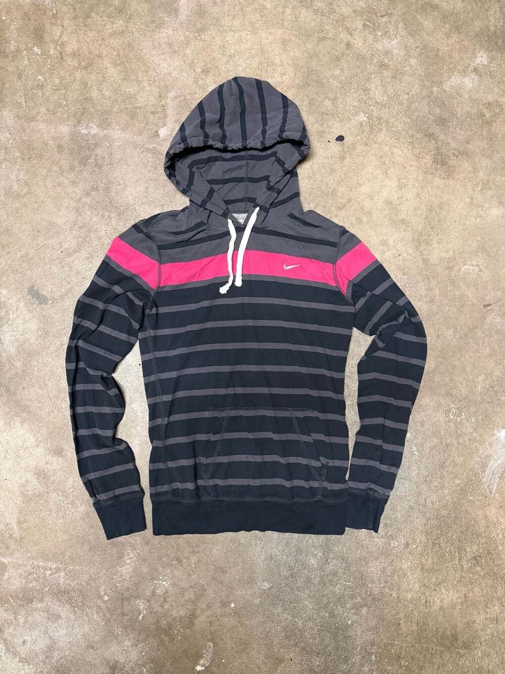 Nike Striped Hoodie Size S Gray Pink Pullover The Athletic Dept